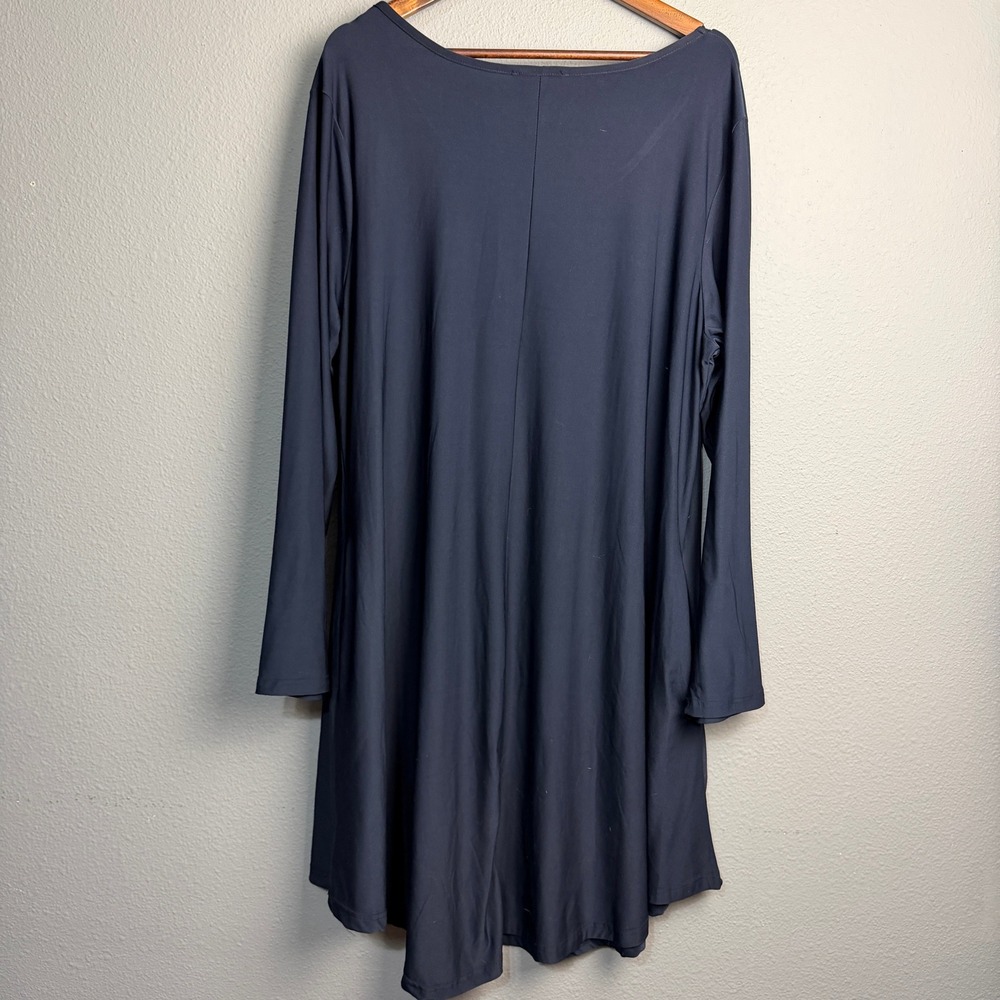 Azalea by Firmiana Navy Blue Long SL Tunic Dress Plus Size 2X Polyester‎ Spandex - Picture 5 of 10